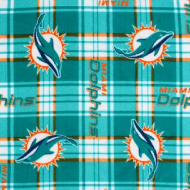 Miami Dolphins Plaid NFL Fleece Fabric