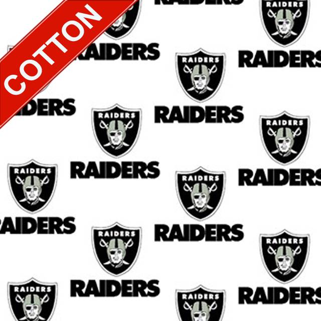 Las Vegas Raiders White NFL Cotton Fabric