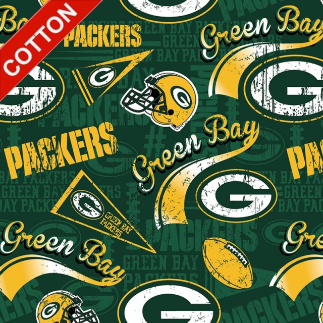 Green Bay Packers Retro NFL Cotton Fabric