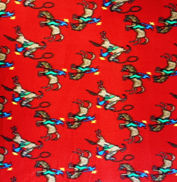 Red Ride Em Cowboys Rodeo Fleece Fabric