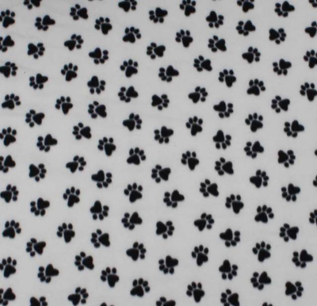 Click to view full size Dog Paws White Fleece Fabric