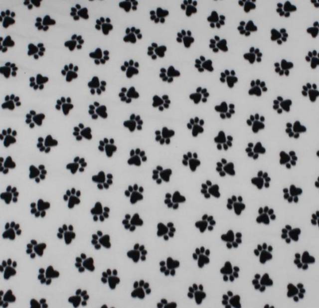 Dog Paws White Fleece Fabric