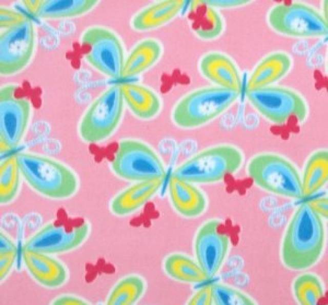 Light Pink Butterflies Fleece Fabric