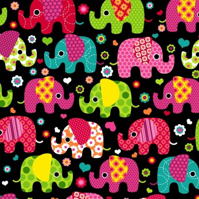 Elephants Allover Fleece Fabric