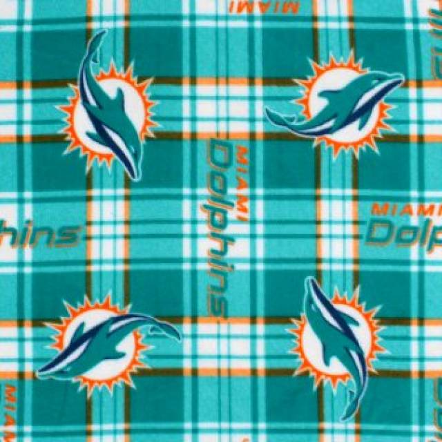 Miami Dolphins Plaid NFL Fleece Fabric