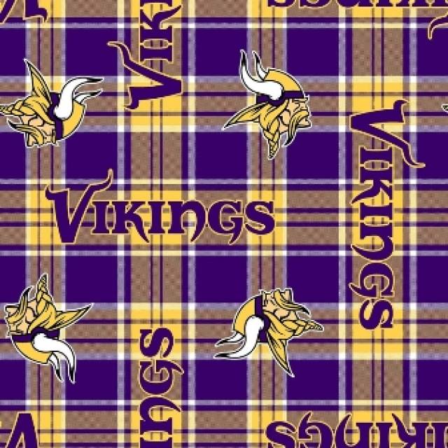 Minnesota Vikings Plaid NFL Fleece Fabric