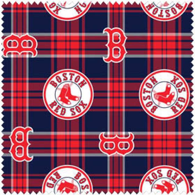 Click to view full size Boston Red Sox Plaid MLB Fleece Fabric