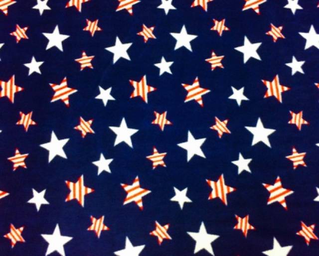 Click to view full size American Striped Stars On Navy Fleece Fabric
