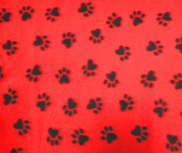 Click to view full size Dog Paws Red Fleece Fabric
