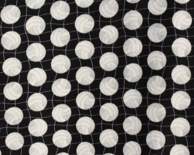 Volleyballs Black Fleece Fabric