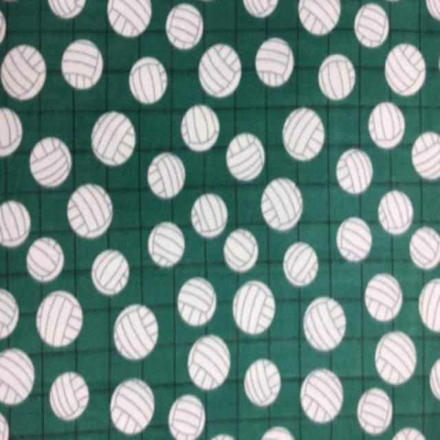 Click to view full size Volleyballs Green Fleece Fabric