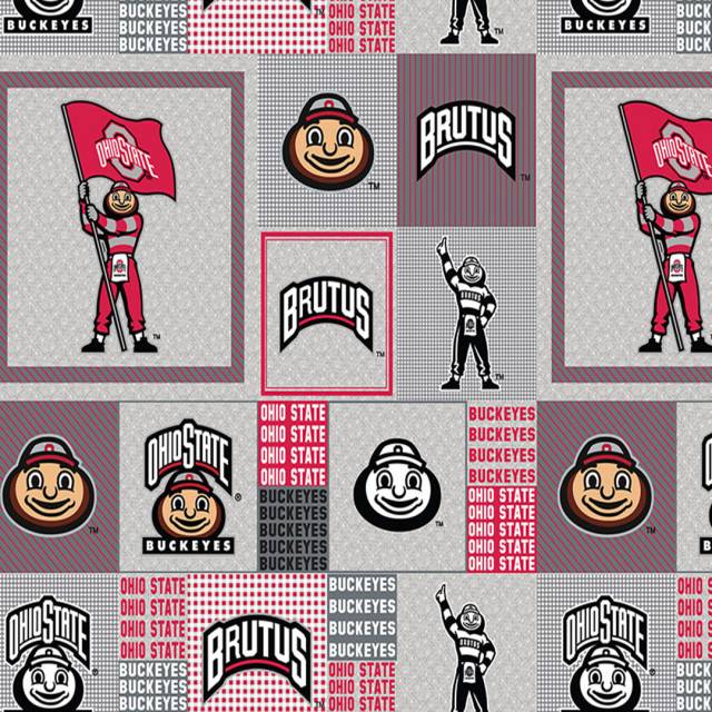 Click to view full size Ohio State University Buckeyes Grey Blocks Fleece Fabric