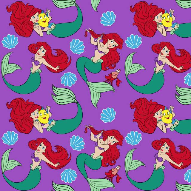Click to view full size Disney Ariel and Flounder Mermaid Fleece Fabric