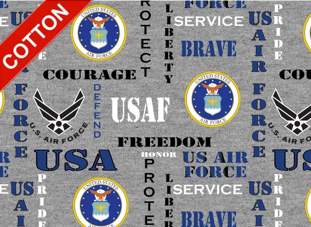 United States Air Force Heather <br>Cotton Fabric