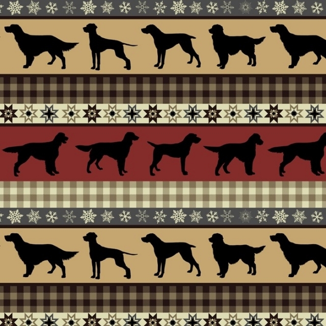 Hunting Dogs Tribal Fleece Fabric