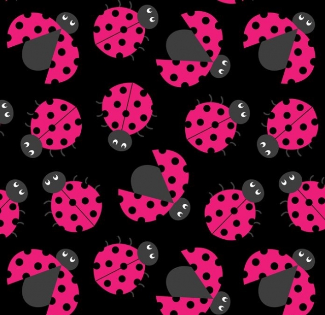 Lady Bugs Fuchsia Fleece Fabric