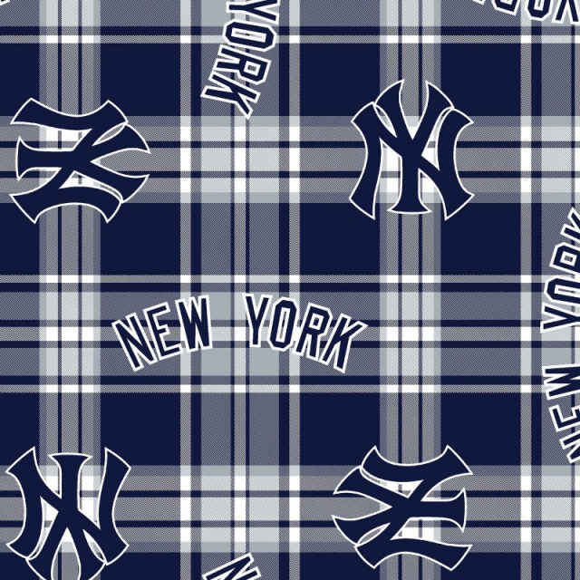 New York Yankees Plaid MLB Fleece Fabric