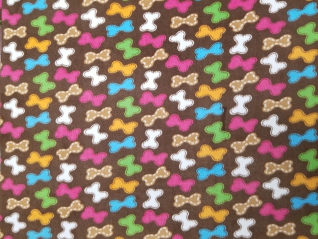 Multi Colors Dog Bones Treats Fleece Fabric