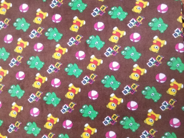 Playtime Bears on Brown Fleece Fabric