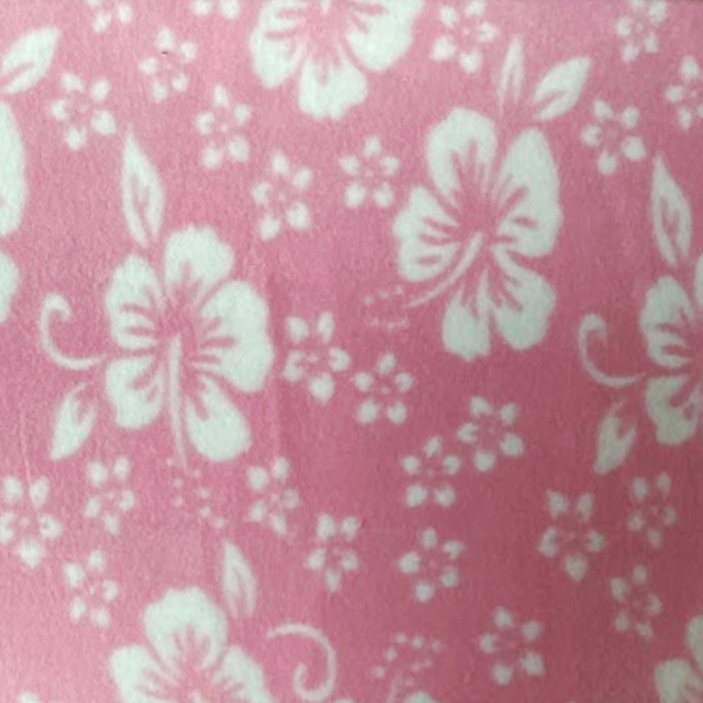 Light Pink Hawaiian Florals Flower Fleece Fabric
