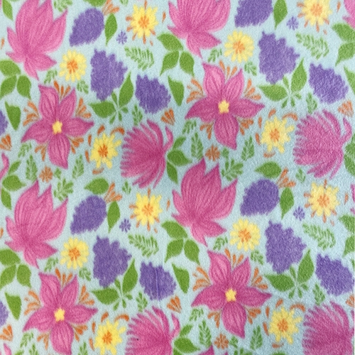 Tropical Floral Mint Fleece Fabric - Fleece Fabric Print by The Yard