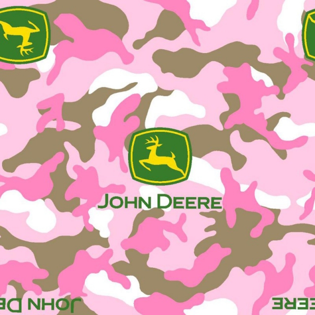 John Deere Logo Camo Pink Fleece Fabric