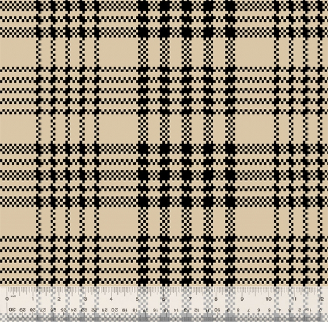 Tartan Plaid Tan Fleece Fabric