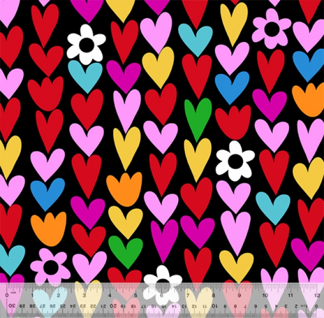 Love Hearts Pink Fleece Fabric