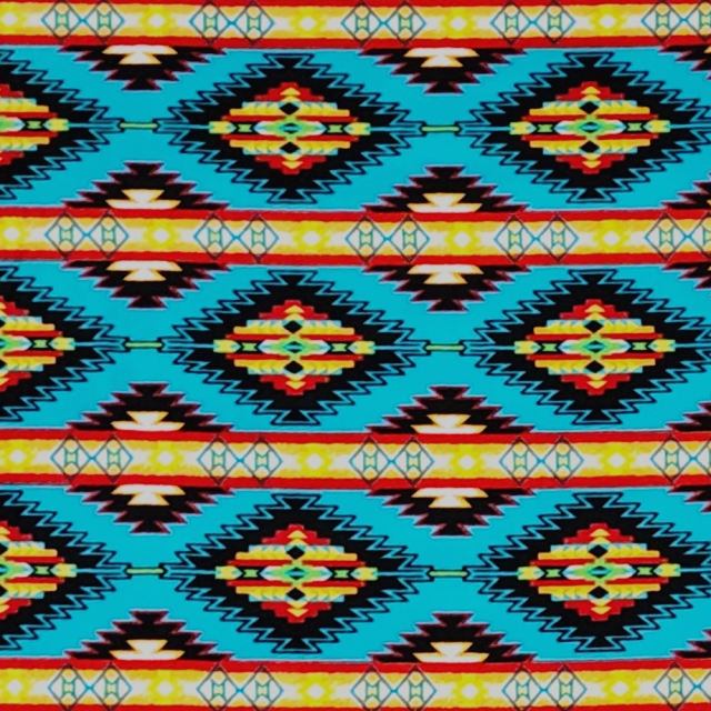 storm Frost performer Native Stripe Turquoise Native American Fleece Fabric - Fabric by the Yard