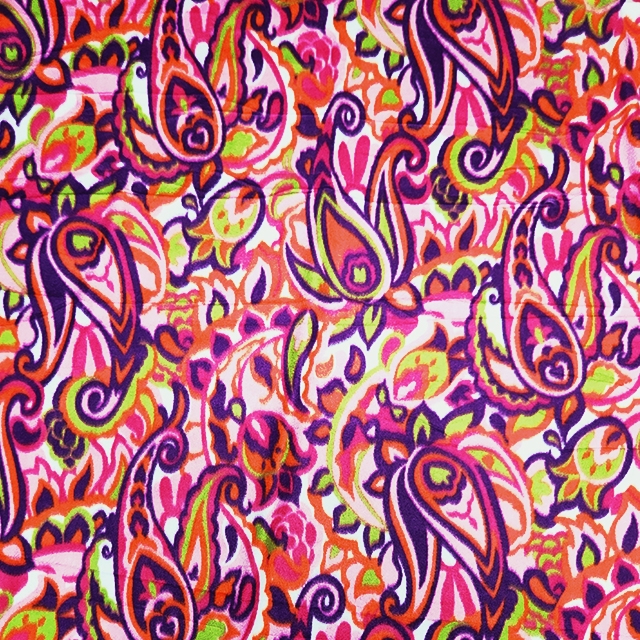 Fuchsia Lagoon Paisley Fleece Fabric