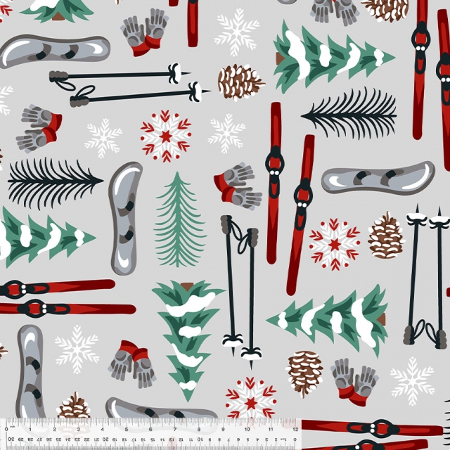 Winter Lodge Ski Fleece Fabric