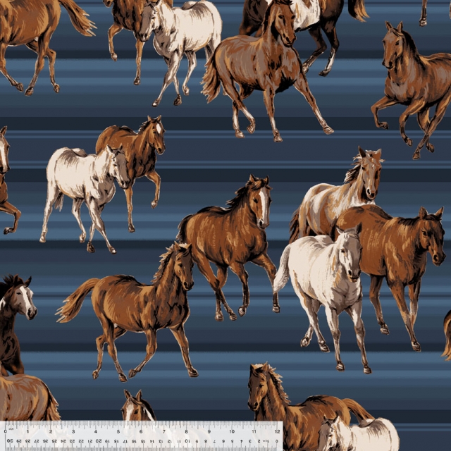 Click to view full size Stallion Horse Allover Fleece Fabric