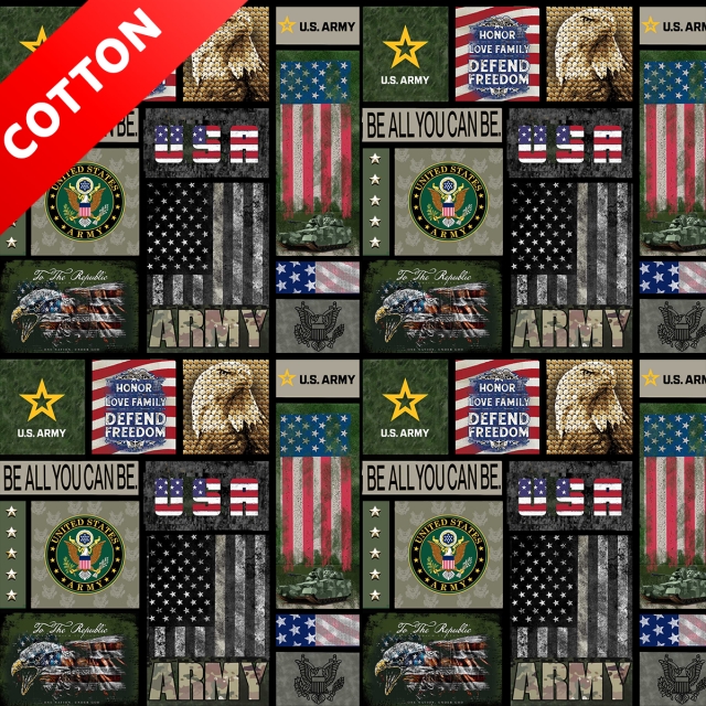 United States Military Defend Freedom <br>Army Cotton Fabric
