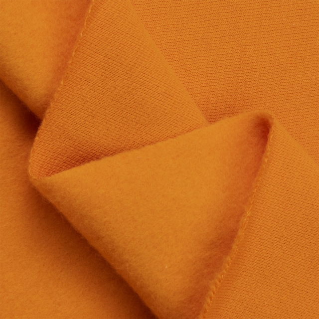 Orange Cotton Sweatshirt Fleece Fabric