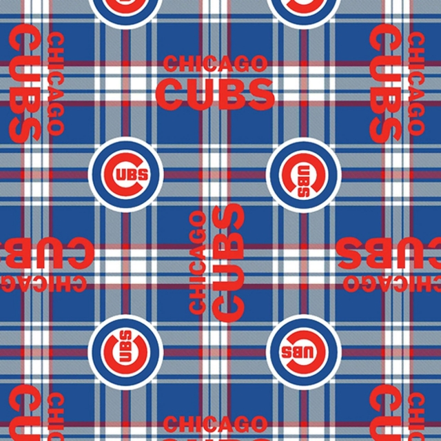 Chicago Cubs Plaid MLB Fleece Fabric