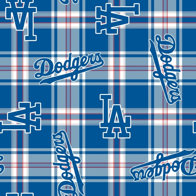 Los Angeles Dodgers Plaid MLB Fleece Fabric