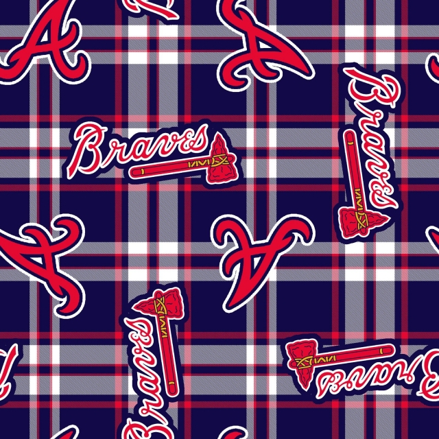 Atlanta Braves Plaid MLB Fleece Fabric