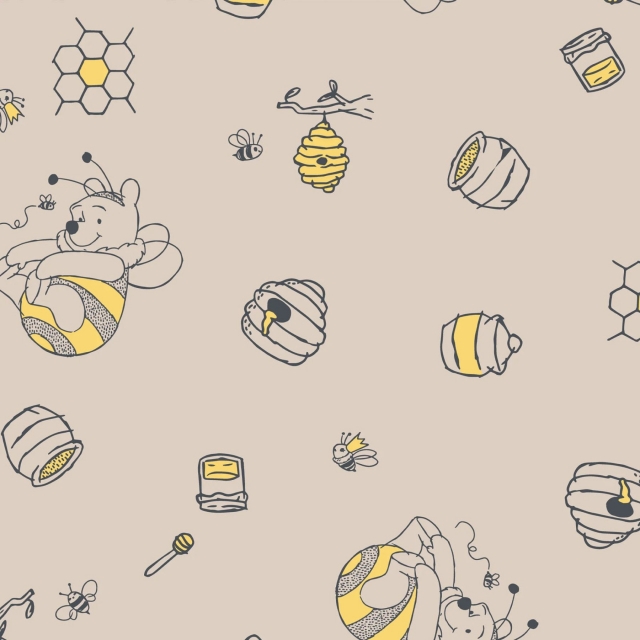 Disney Winnie the Pooh Ivory Fleece Fabric