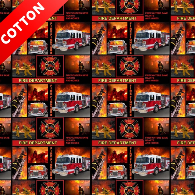 Fire Department Rescue Cotton Fabric