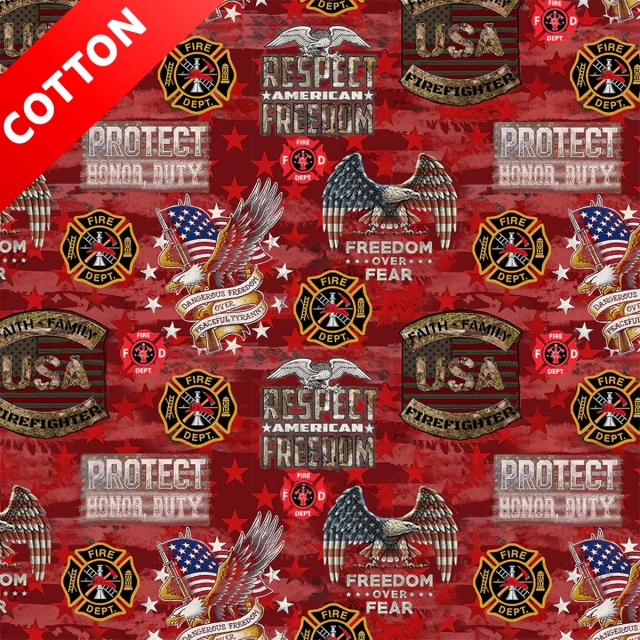 Fire Department Fear Over Freedom<BR> Cotton Fabric