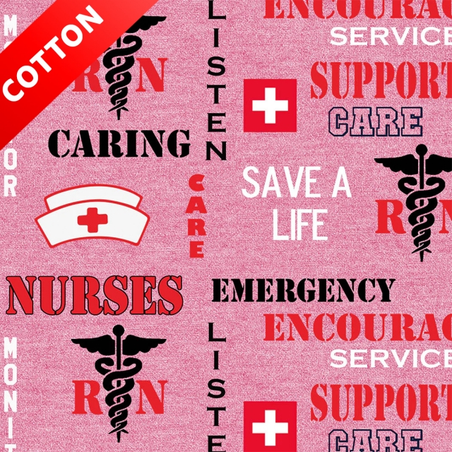 Nurses Emergency Support Medical Cotton Fabric