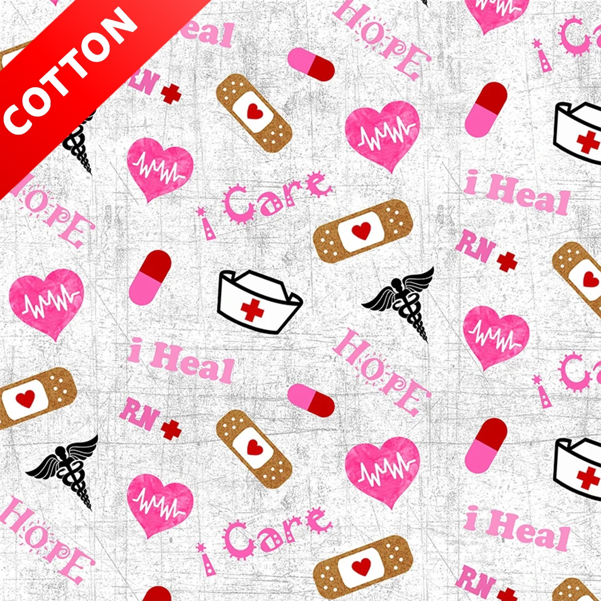 Medical Nurses Allover Cotton Fabric