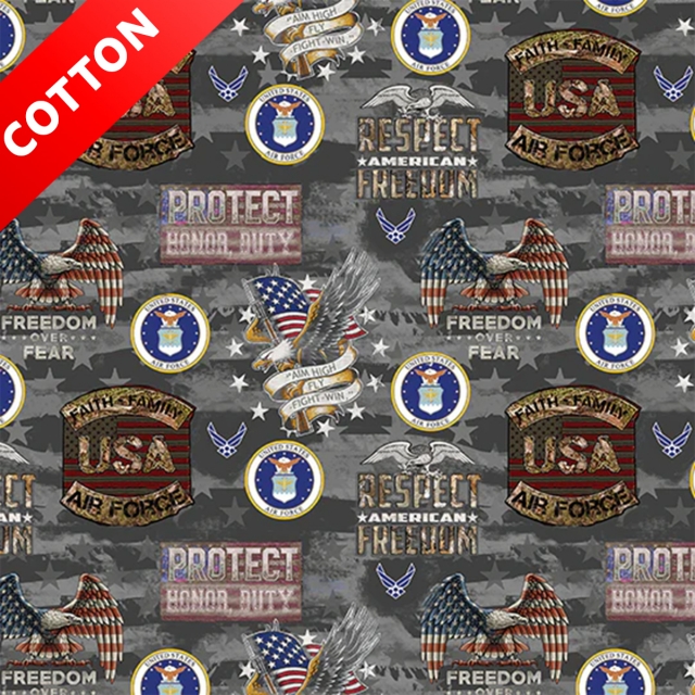 United States Military Freedom Over Fear <BR>Air Force Cotton Fabric