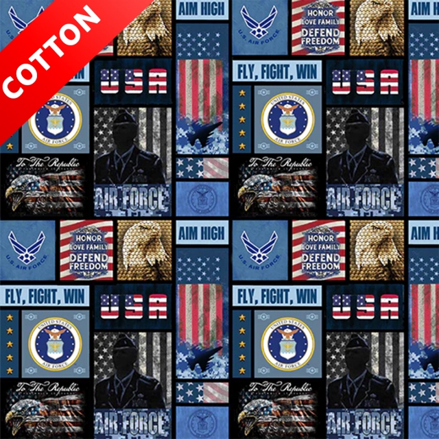 United States Military Defend Freedom <br>Air Force Cotton Fabric