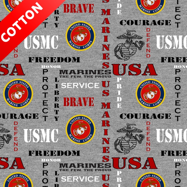 United States Marines Corps Heather  <BR> Cotton Fabric