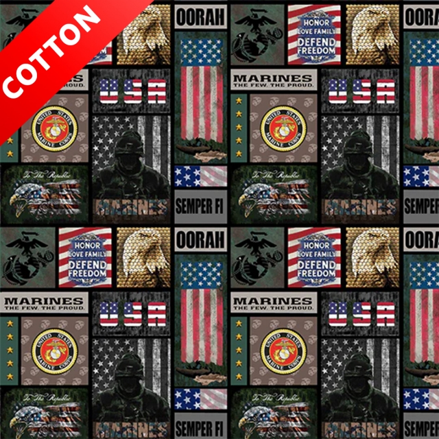 United States Military Defend Freedom Marines Cotton Fabric