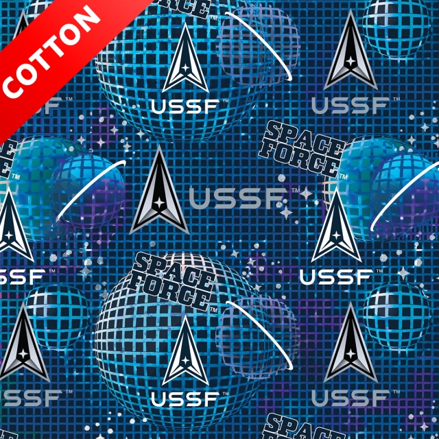 United States Space Force Allover Cotton Fabric