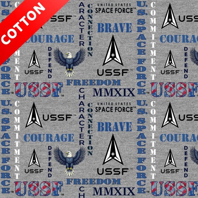 United States Space Force Heather Cotton Fabric