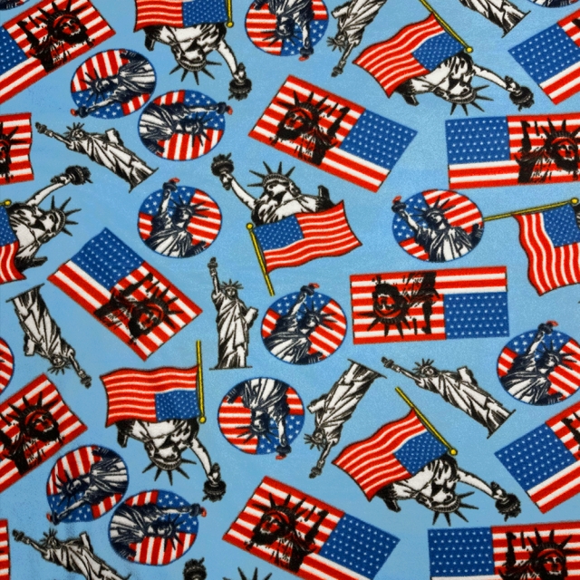Lady Liberty Blue Fleece Fabric