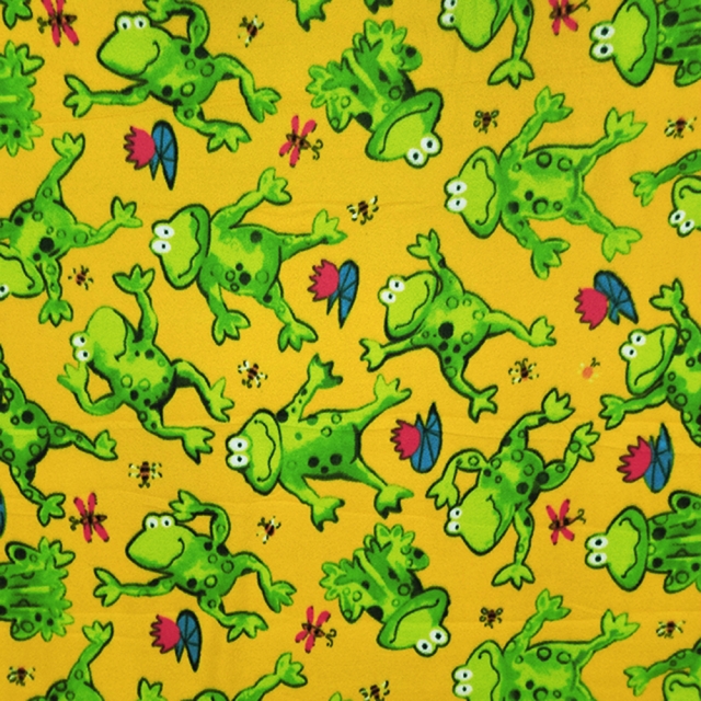 Frogs Gold Fleece Fabric